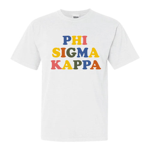 Phi Sigma Kappa Comfort Colors T-Shirt - Phi Sig Retro Letters Shirt - Kite and Crest