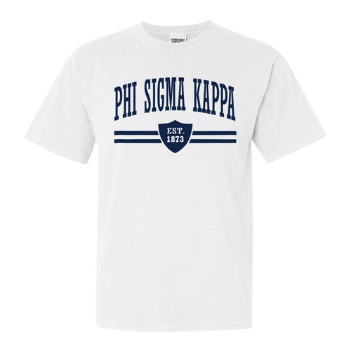 Phi Sigma Kappa Comfort Colors T-Shirt - Phi Sig Striped Shield Shirt - Kite and Crest