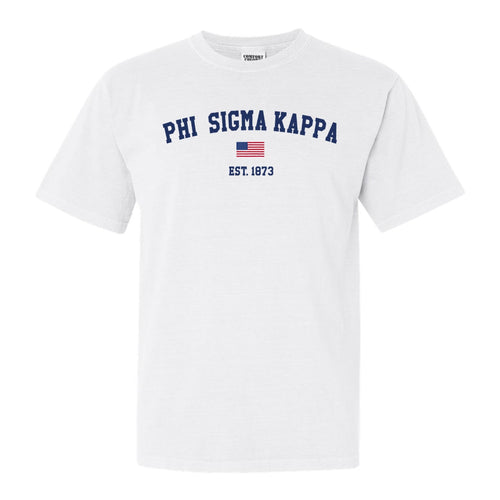 Phi Sigma Kappa Comfort Colors T-Shirt - Phi Sig USA Flag Shirt - Kite and Crest