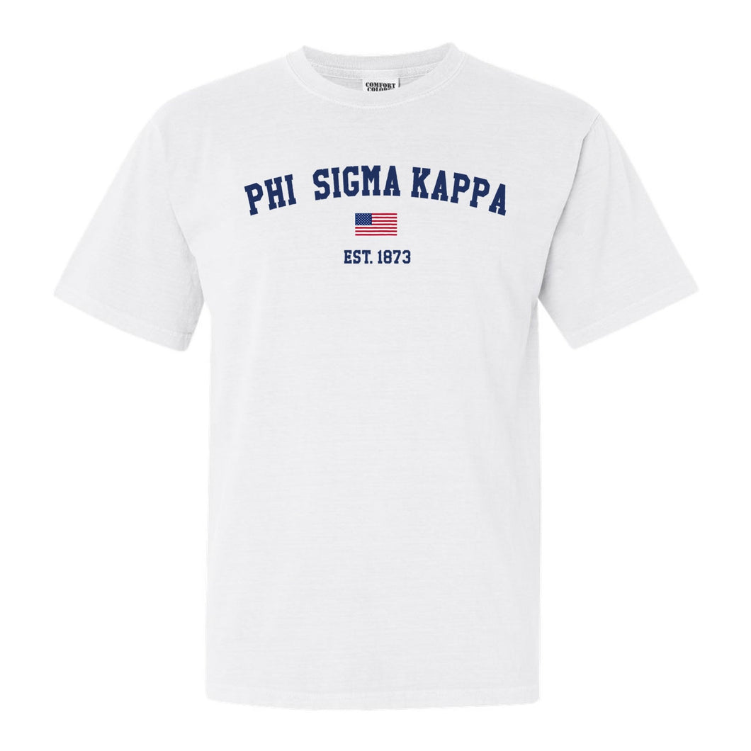 Phi Sigma Kappa Comfort Colors T-Shirt - Phi Sig USA Flag Shirt - Kite and Crest