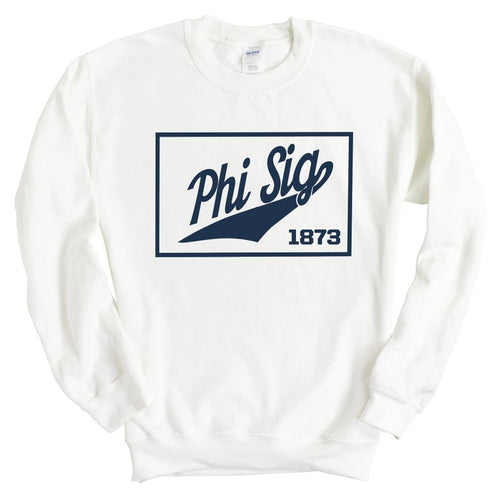 Phi Sigma Kappa Sweatshirt - Phi Sig Baseball Boxed Crewneck Sweatshirt - Kite and Crest