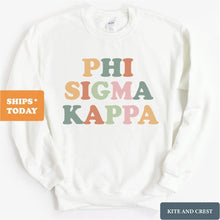 Load image into Gallery viewer, Phi Sigma Kappa Sweatshirt - Phi Sig Bright and Colorful Crewneck Sweatshirt - Kite and Crest
