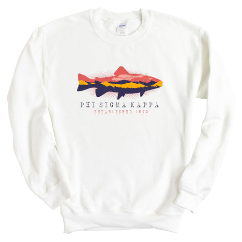 Phi Sigma Kappa Sweatshirt - Phi Sig Fishing Crewneck Sweatshirt - Kite and Crest