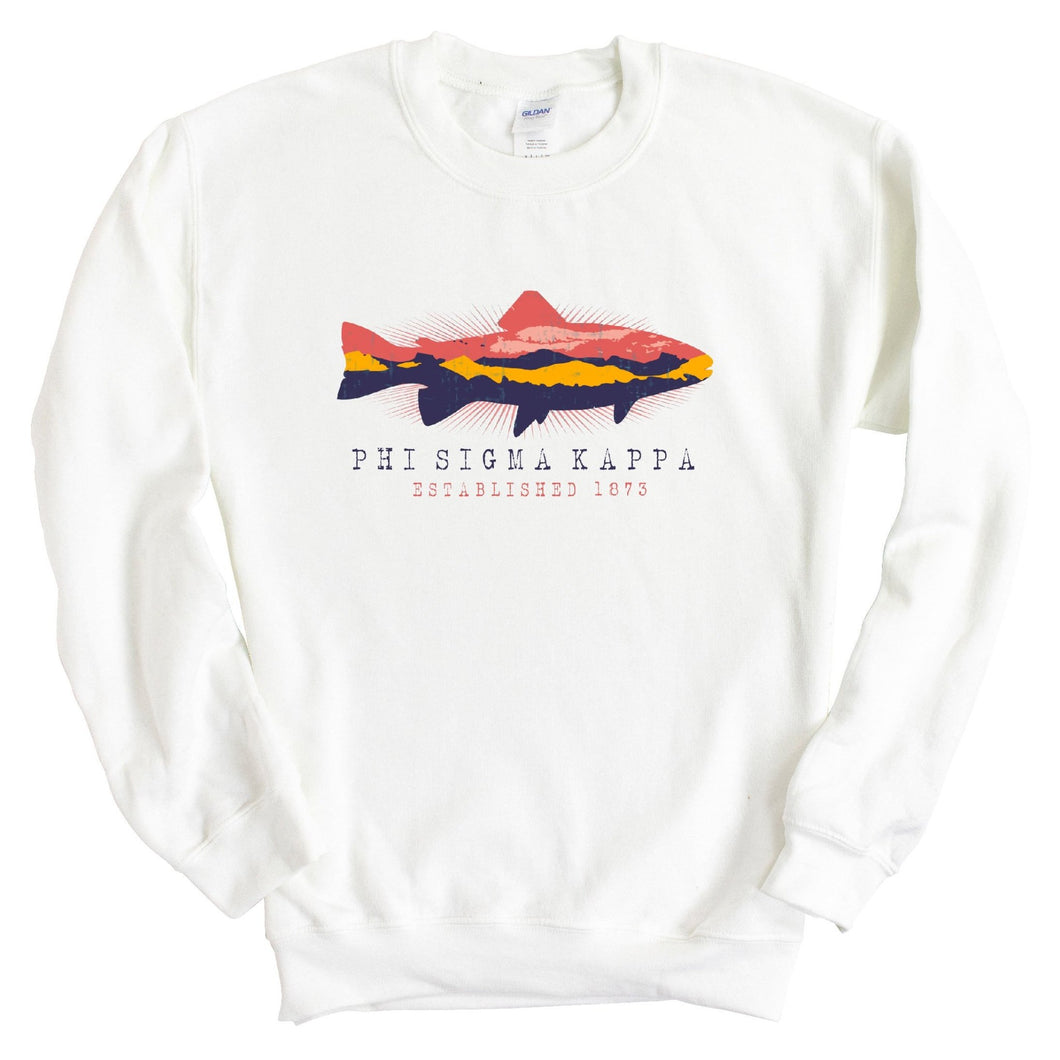 Phi Sigma Kappa Sweatshirt - Phi Sig Fishing Crewneck Sweatshirt - Kite and Crest