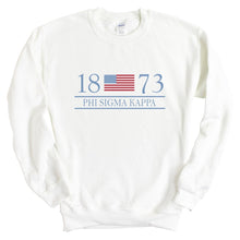 Load image into Gallery viewer, Phi Sigma Kappa Sweatshirt - Phi Sig Flag Year Crewneck Sweatshirt - Kite and Crest
