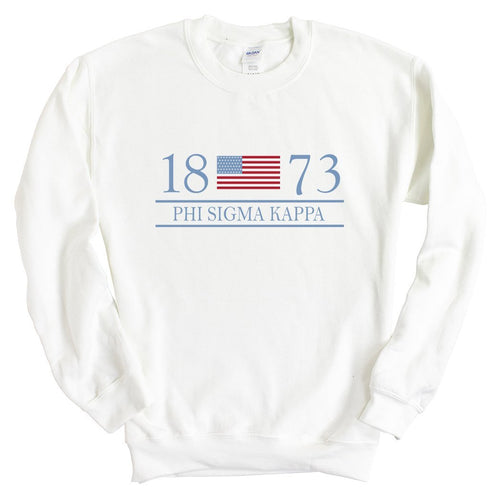 Phi Sigma Kappa Sweatshirt - Phi Sig Flag Year Crewneck Sweatshirt - Kite and Crest