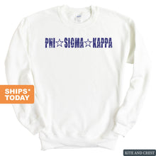 Load image into Gallery viewer, Phi Sigma Kappa Sweatshirt - Phi Sig Fraternal Star Crewneck Sweatshirt - Kite and Crest
