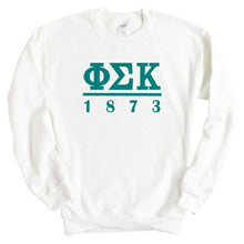 Load image into Gallery viewer, Phi Sigma Kappa Sweatshirt - Phi Sig Lettered Basic Crewneck Sweatshirt - Kite and Crest
