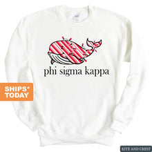 Load image into Gallery viewer, Phi Sigma Kappa Sweatshirt - Phi Sig Red Whale Crewneck Sweatshirt - Kite and Crest
