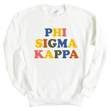 Load image into Gallery viewer, Phi Sigma Kappa Sweatshirt - Phi Sig Retro Letters Crewneck Sweatshirt - Kite and Crest
