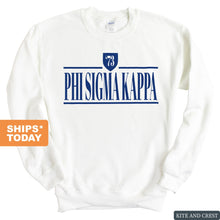 Load image into Gallery viewer, Phi Sigma Kappa Sweatshirt - Phi Sig Shield Crewneck Sweatshirt - Kite and Crest
