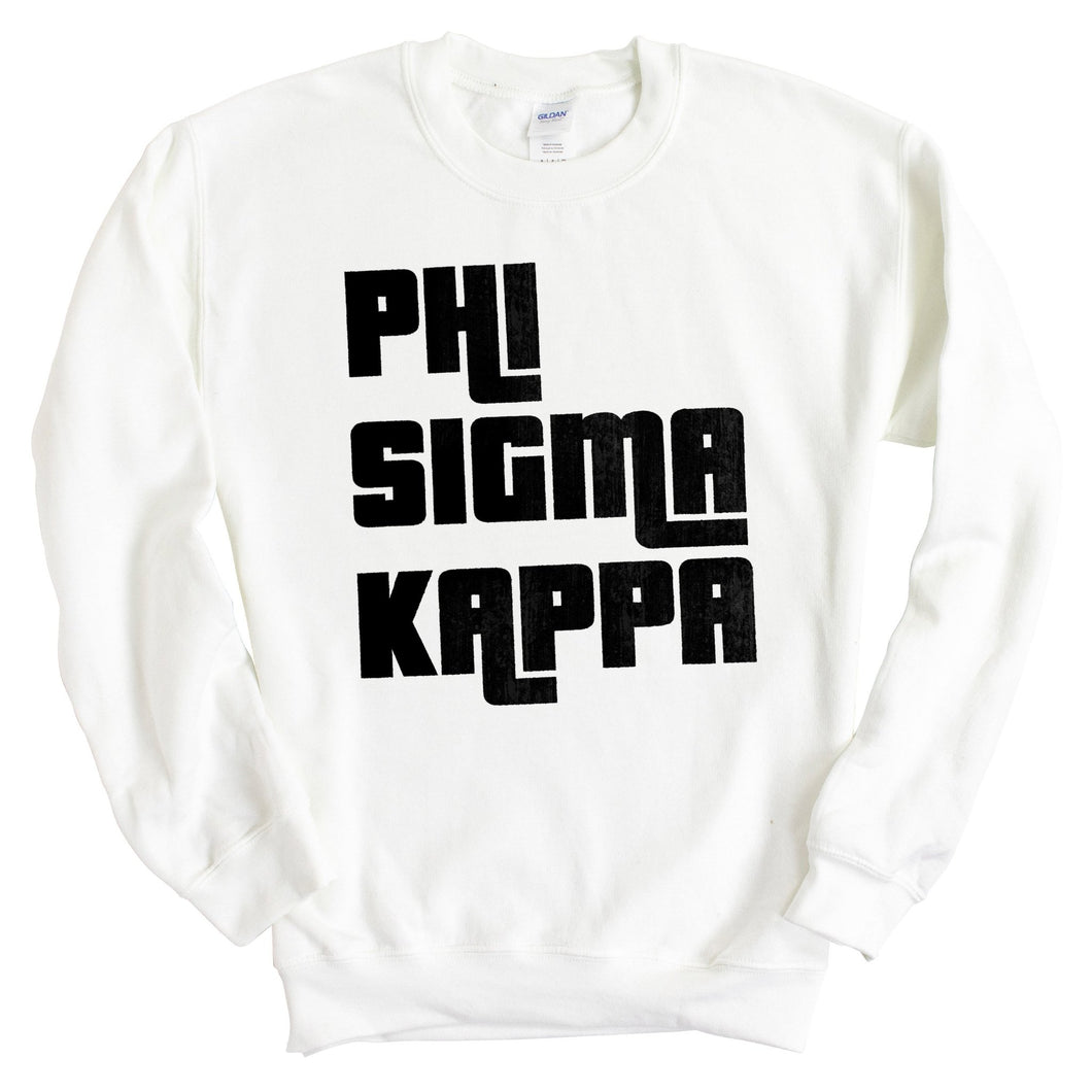 Phi Sigma Kappa Sweatshirt - Phi Sig Stacked Letters Crewneck Sweatshirt - Kite and Crest