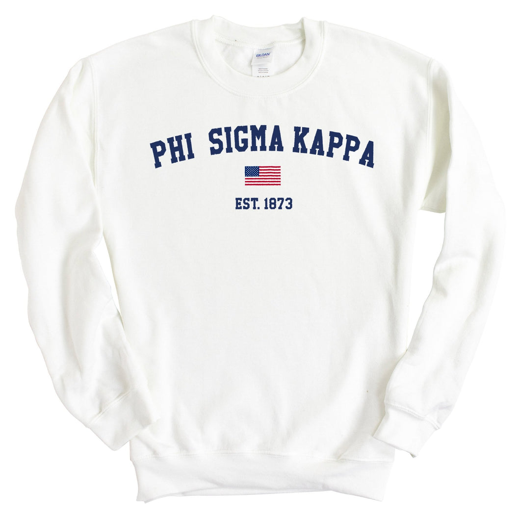 Phi Sigma Kappa Sweatshirt - Phi Sig USA Flag Crewneck Sweatshirt - Kite and Crest