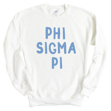 Load image into Gallery viewer, Phi Sigma Pi Blue Cotton Candy Sweatshirt - Fraternity Crewneck Sweatshirt - Kite and Crest
