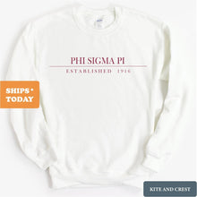 Load image into Gallery viewer, Phi Sigma Pi Boyfriend Sweatshirt - Fraternity Crewneck Sweatshirt - Kite and Crest
