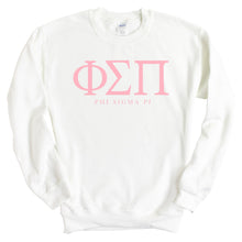 Load image into Gallery viewer, Phi Sigma Pi Classic Pink Letters Sweatshirt - Fraternity Crewneck Sweatshirt - Kite and Crest
