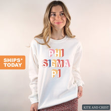 Load image into Gallery viewer, Phi Sigma Pi Colorful 3D Sweatshirt - Fraternity Crewneck Sweatshirt - Kite and Crest
