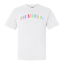 Load image into Gallery viewer, Phi Sigma Pi Greek Rainbow Comfort Colors T-Shirt - Kite and Crest

