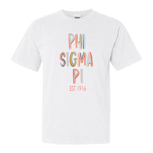 Load image into Gallery viewer, Phi Sigma Pi Pastel Stencil Comfort Colors T-Shirt - Kite and Crest
