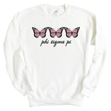 Load image into Gallery viewer, Phi Sigma Pi Trendy Butterfly Sweatshirt - Fraternity Crewneck Sweatshirt - Kite and Crest
