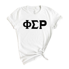 Load image into Gallery viewer, Phi Sigma Rho Basic Black Letters T-shirt - Kite and Crest
