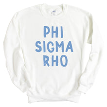 Load image into Gallery viewer, Phi Sigma Rho Blue Bubble Letters Crewneck Sweatshirt - Kite and Crest
