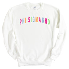 Load image into Gallery viewer, Phi Sigma Rho Rainbow Letter Crewneck Sweatshirt - Kite and Crest
