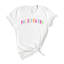 Load image into Gallery viewer, Phi Sigma Rho Rainbow Letter T-shirt - Kite and Crest
