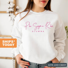 Load image into Gallery viewer, Phi Sigma Rho Vintage Alumna Crewneck Sweatshirt - Kite and Crest
