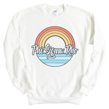 Load image into Gallery viewer, Phi Sigma Rho Wavy Rainbow Crewneck Sweatshirt - Kite and Crest
