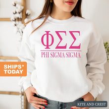 Load image into Gallery viewer, Phi Sigma Sigma Big Letters Sorority Crewneck Sweatshirt - Kite and Crest
