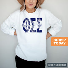 Load image into Gallery viewer, Phi Sigma Sigma Blue Floral Sorority Crewneck Sweatshirt - Kite and Crest
