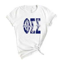 Load image into Gallery viewer, Phi Sigma Sigma Blue Floral Sorority T-Shirt Tee - Kite and Crest
