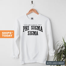 Load image into Gallery viewer, Phi Sigma Sigma Established Sorority Crewneck Sweatshirt - Kite and Crest
