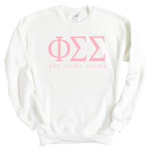 Load image into Gallery viewer, Phi Sigma Sigma Pink Letter Sorority Crewneck Sweatshirt - Kite and Crest
