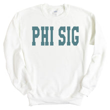 Load image into Gallery viewer, Phi Sigma Sigma Sweatshirt - Phi Sig Blue Retro Crewneck Sweatshirt - Kite and Crest
