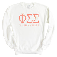 Load image into Gallery viewer, Phi Sigma Sigma Sweatshirt | Phi Sig Colored Block Letters Crewneck Sweatshirt | Phi Sigma Sigma Sorority Gift Idea - Kite and Crest
