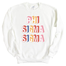 Load image into Gallery viewer, Phi Sigma Sigma Sweatshirt | Phi Sig Retro Crewneck Sweatshirt | Phi Sigma Sigma Sorority Gift Idea - Kite and Crest
