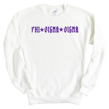 Load image into Gallery viewer, Phi Sigma Sigma Sweatshirt | Phi Sig Rock Star Crewneck Sweatshirt | Phi Sigma Sigma Sorority Gift Idea - Kite and Crest
