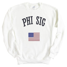 Load image into Gallery viewer, Phi Sigma Sigma Sweatshirt - Phi Sig USA Crewneck Sweatshirt - Kite and Crest
