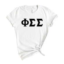 Load image into Gallery viewer, Phi Sigma Sigma T-Shirt | Phi Sig Basic Black Letters Shirt | Phi Sigma Sigma Sorority Gift Idea - Kite and Crest
