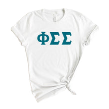 Load image into Gallery viewer, Phi Sigma Sigma T-Shirt | Phi Sig Basic Large Letters Shirt | Phi Sigma Sigma Sorority Gift Idea - Kite and Crest
