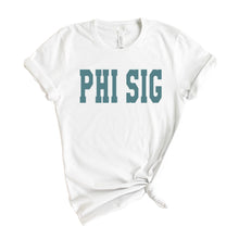 Load image into Gallery viewer, Phi Sigma Sigma T-shirt - Phi Sig Blue Retro Tee - Kite and Crest
