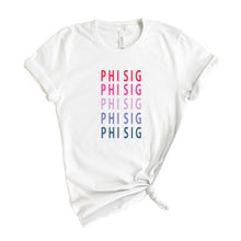 Load image into Gallery viewer, Phi Sigma Sigma T-shirt - Phi Sig Bright and Stacked Tee - Kite and Crest
