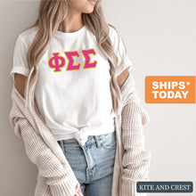 Load image into Gallery viewer, Phi Sigma Sigma T-shirt - Phi Sig Cute Letters Tee - Kite and Crest
