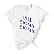 Load image into Gallery viewer, Phi Sigma Sigma T-Shirt | Phi Sig Large and Wavy Letters Shirt | Phi Sigma Sigma Sorority Gift Idea - Kite and Crest
