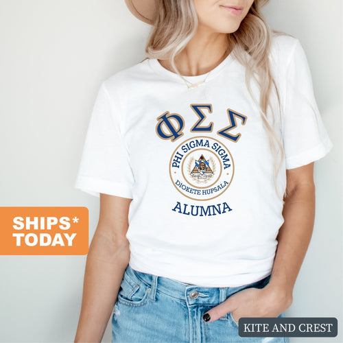 Phi Sigma Sigma T-shirt - Phi Sig Vintage Alumna Tee - Kite and Crest