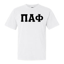 Load image into Gallery viewer, Pi Alpha Phi Basic Black Letters Comfort Colors T-Shirt - Fraternity Tee - Kite and Crest
