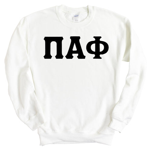 Pi Alpha Phi Basic Black Letters Sweatshirt - Fraternity Crewneck Sweatshirt - Kite and Crest