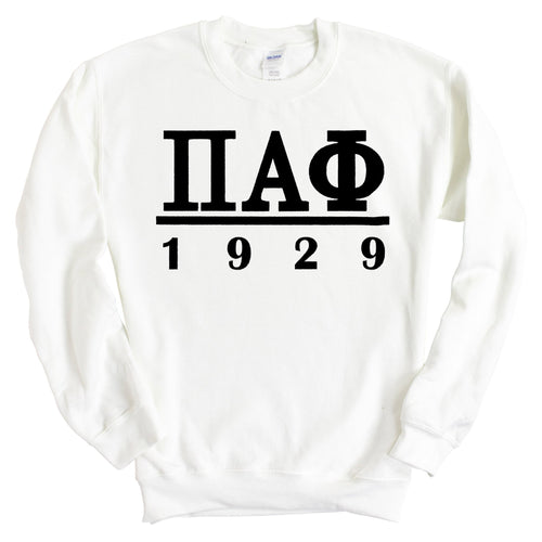 Pi Alpha Phi Black Letter Sweatshirt - Fraternity Crewneck Sweatshirt - Kite and Crest